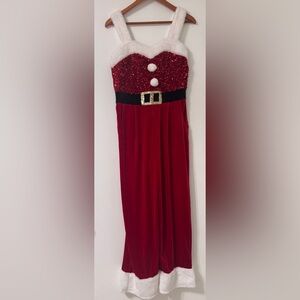 Love on a Hanger - Velvet Christmas Santa Overall Jumpsuit Medium